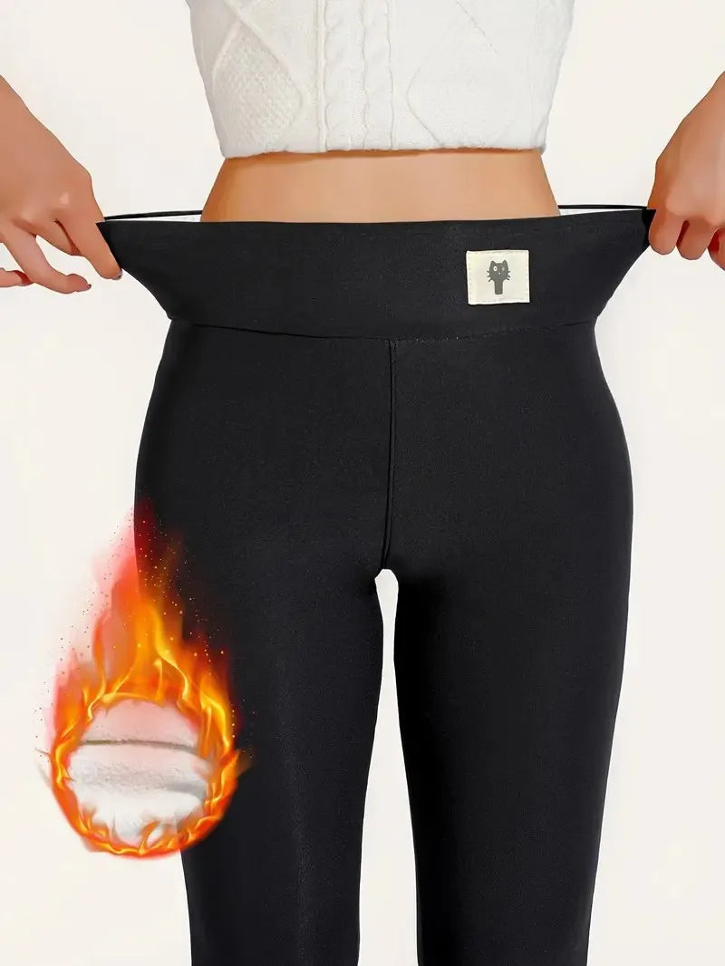 Women's Thermal Leggings with Lamb Cashmere Lining - High Waist & Shaping Design
