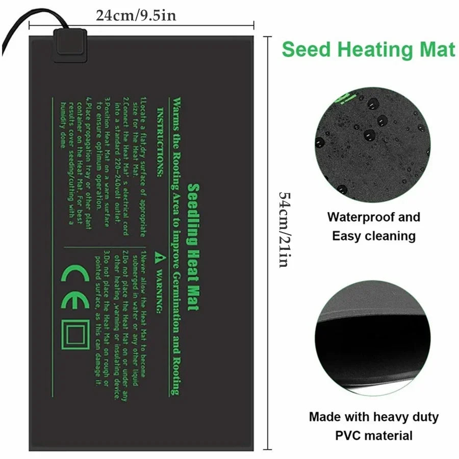 Hydroponic Heating Mat for Seedlings | 220V EU Plug | 4 Size Options | Waterproof & Energy Efficient