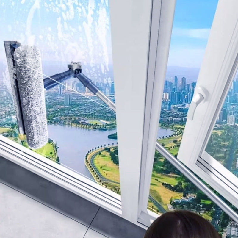 Extendable Window Cleaner with Dual-Sided Sponge & Squeegee