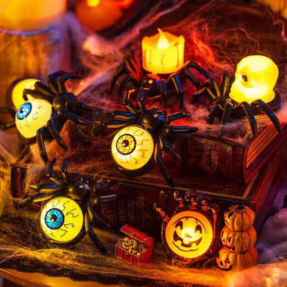 Halloween Spiderback Ornament with Candle and Eyeball Decorations
