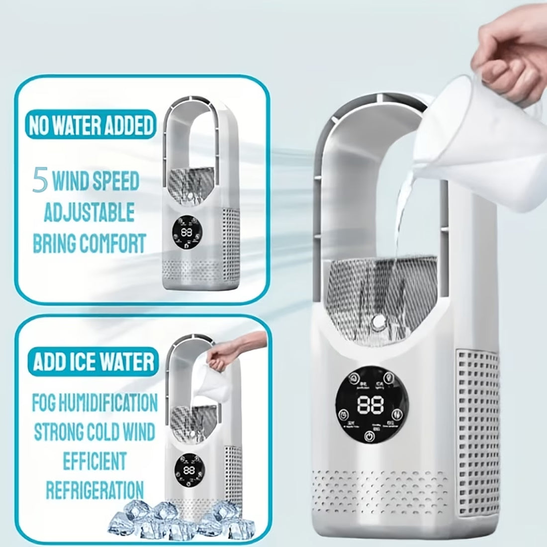 Portable Bladeless Fan with 720° Cooling – Air Cooler for UK