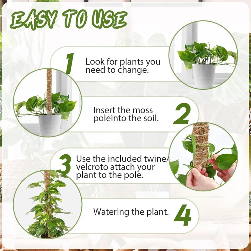 Large Coconut Plant Support Stick | Flexible Coir Support | Great for Monstera & Climbing Plants