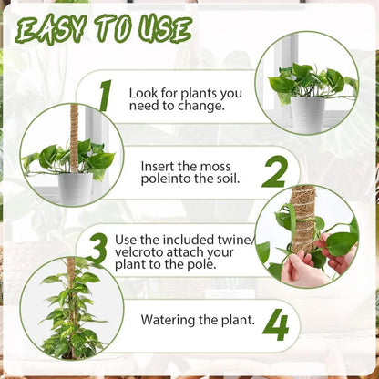 Large Coconut Plant Support Stake | Flexible Coco Fiber Support | Ideal for Monstera & Climbing Plants