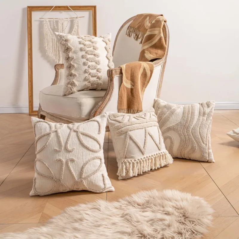 Textured Loop Yarn Pattern Pillow Covers 45x45 cm | Soft Boho and Scandi Decor