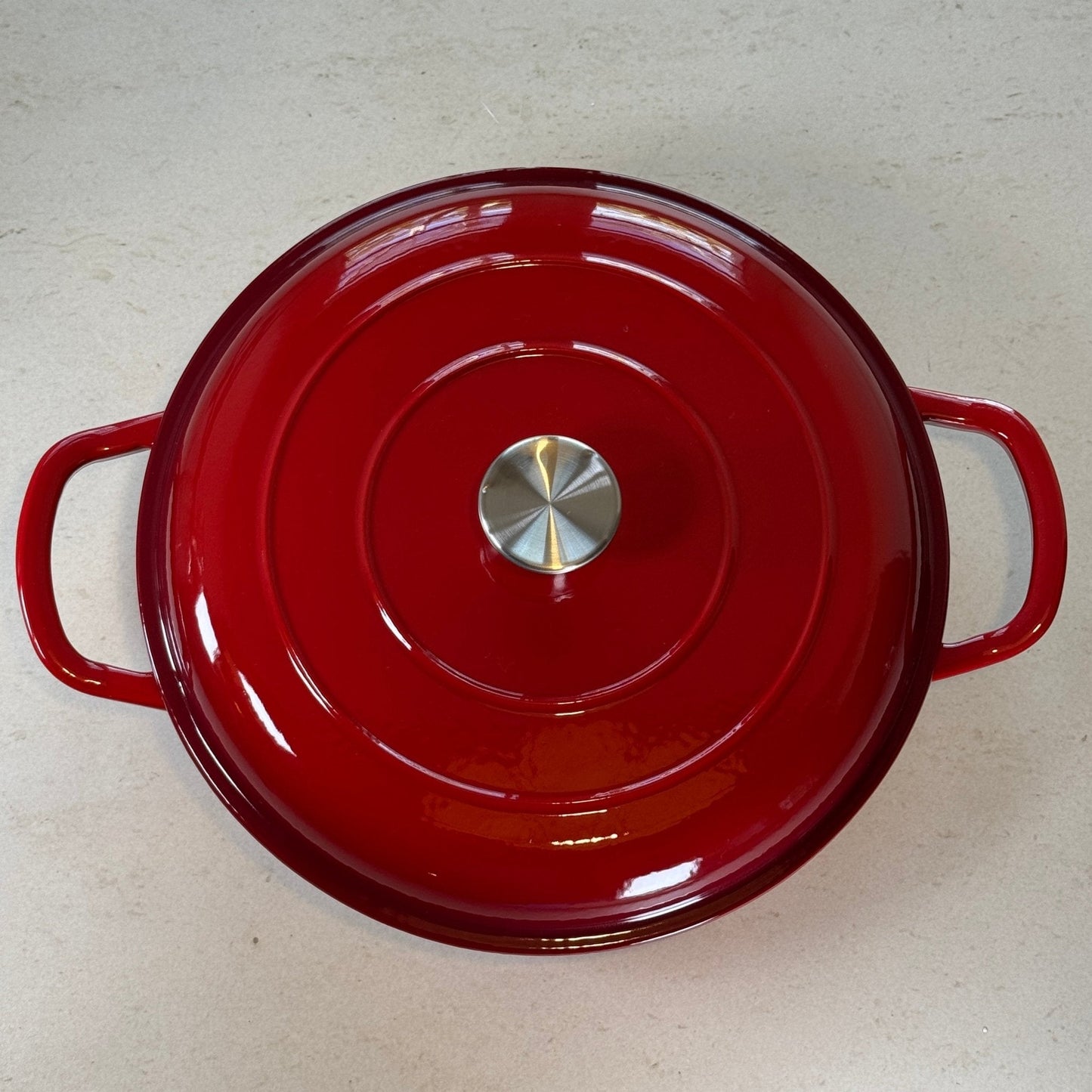 Cherry Red Enameled Dutch Oven in Cast Iron