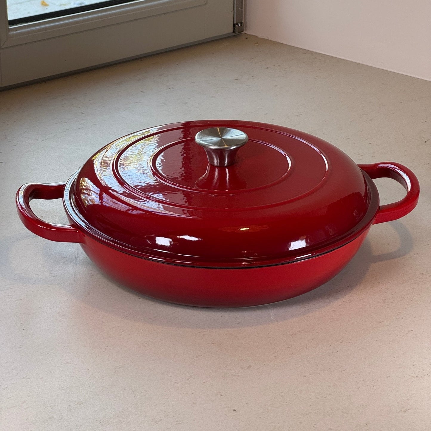 Cherry Red Enameled Dutch Oven in Cast Iron