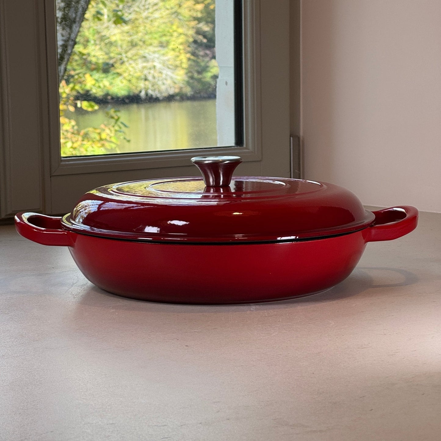 Cherry Red Enameled Dutch Oven in Cast Iron
