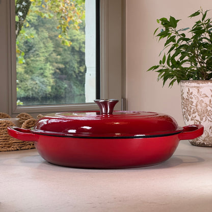 Cherry Red Enameled Dutch Oven in Cast Iron