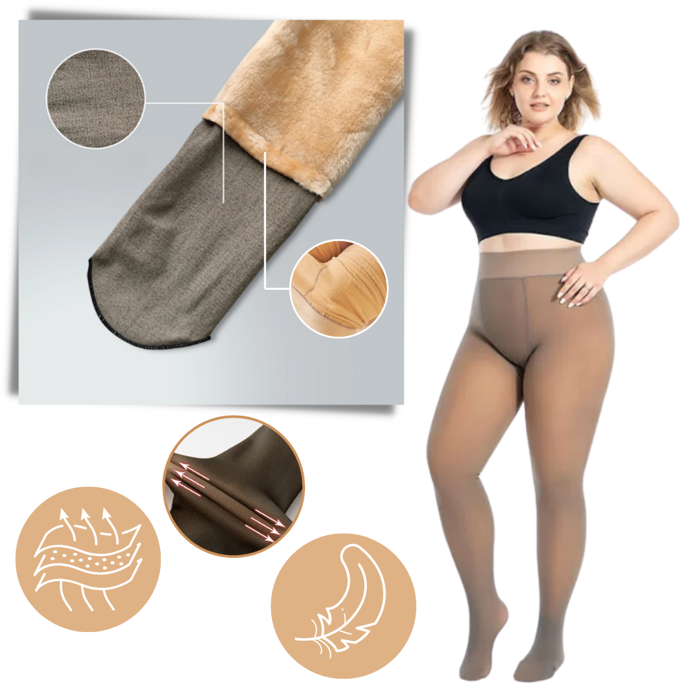 Translucent Fleece-Lined Tights - Imitation Style