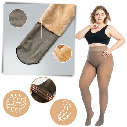 Translucent Fleece-Lined Tights - Imitation Style