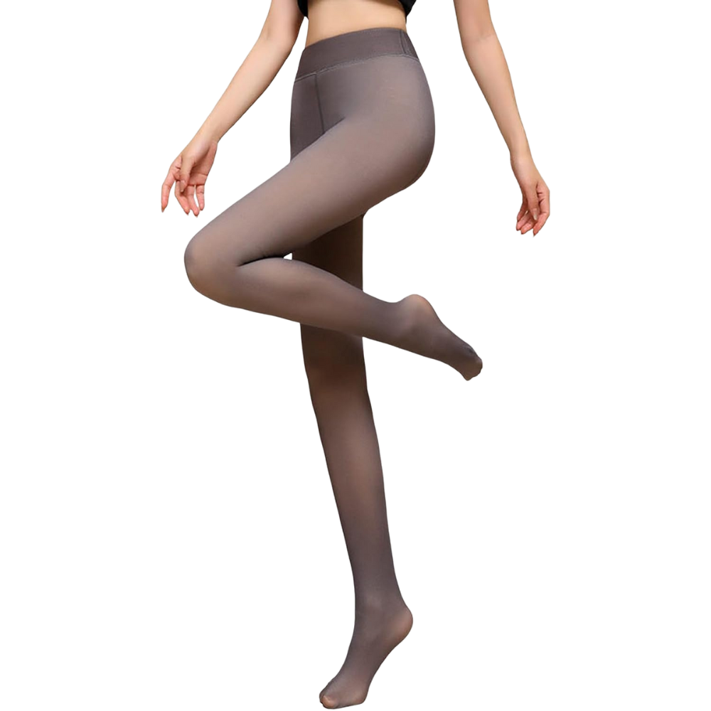 Translucent Fleece-Lined Tights - Imitation Style