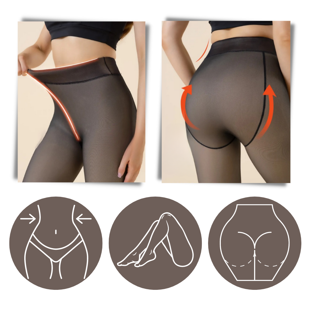 Translucent Fleece-Lined Tights - Imitation Style