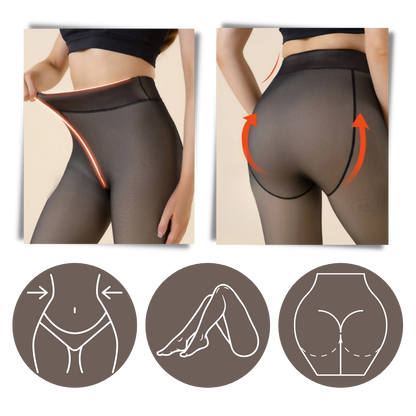 Translucent Fleece-Lined Tights - Imitation Style