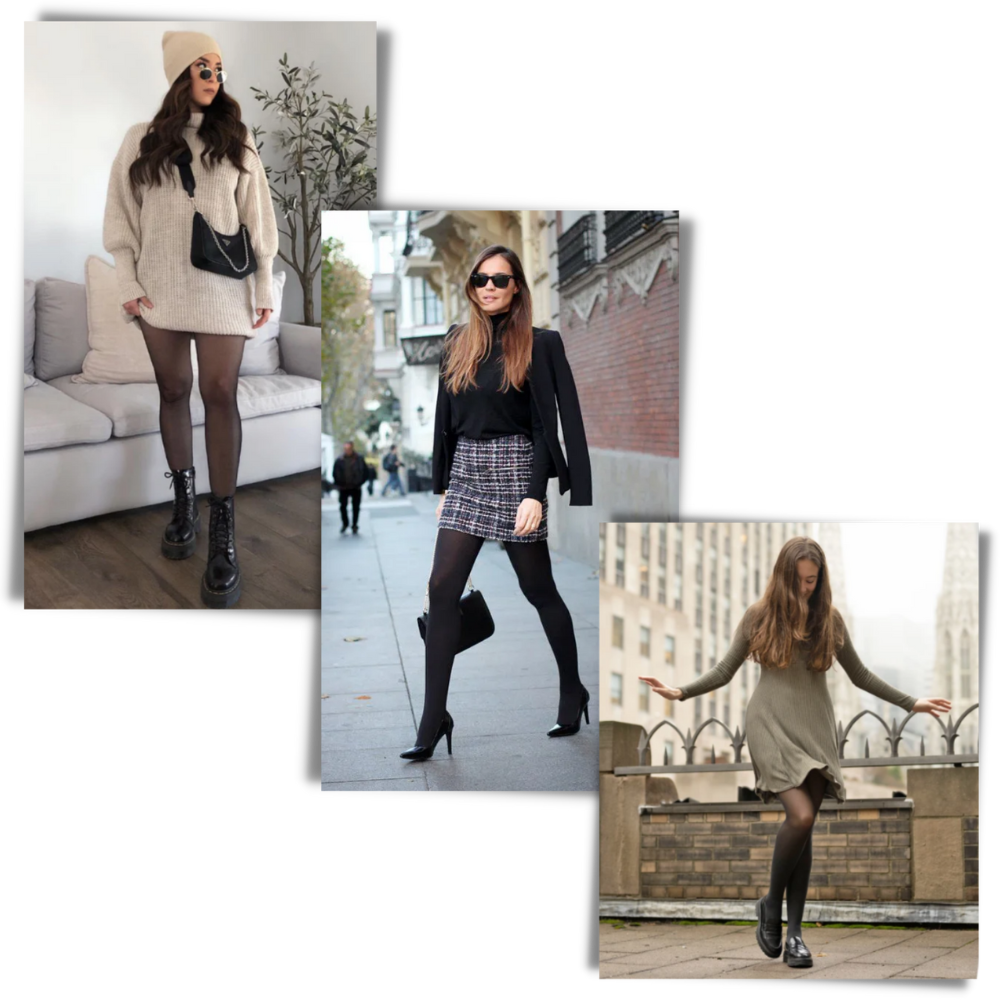 Translucent Fleece-Lined Tights - Imitation Style