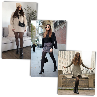 Translucent Fleece-Lined Tights - Imitation Style