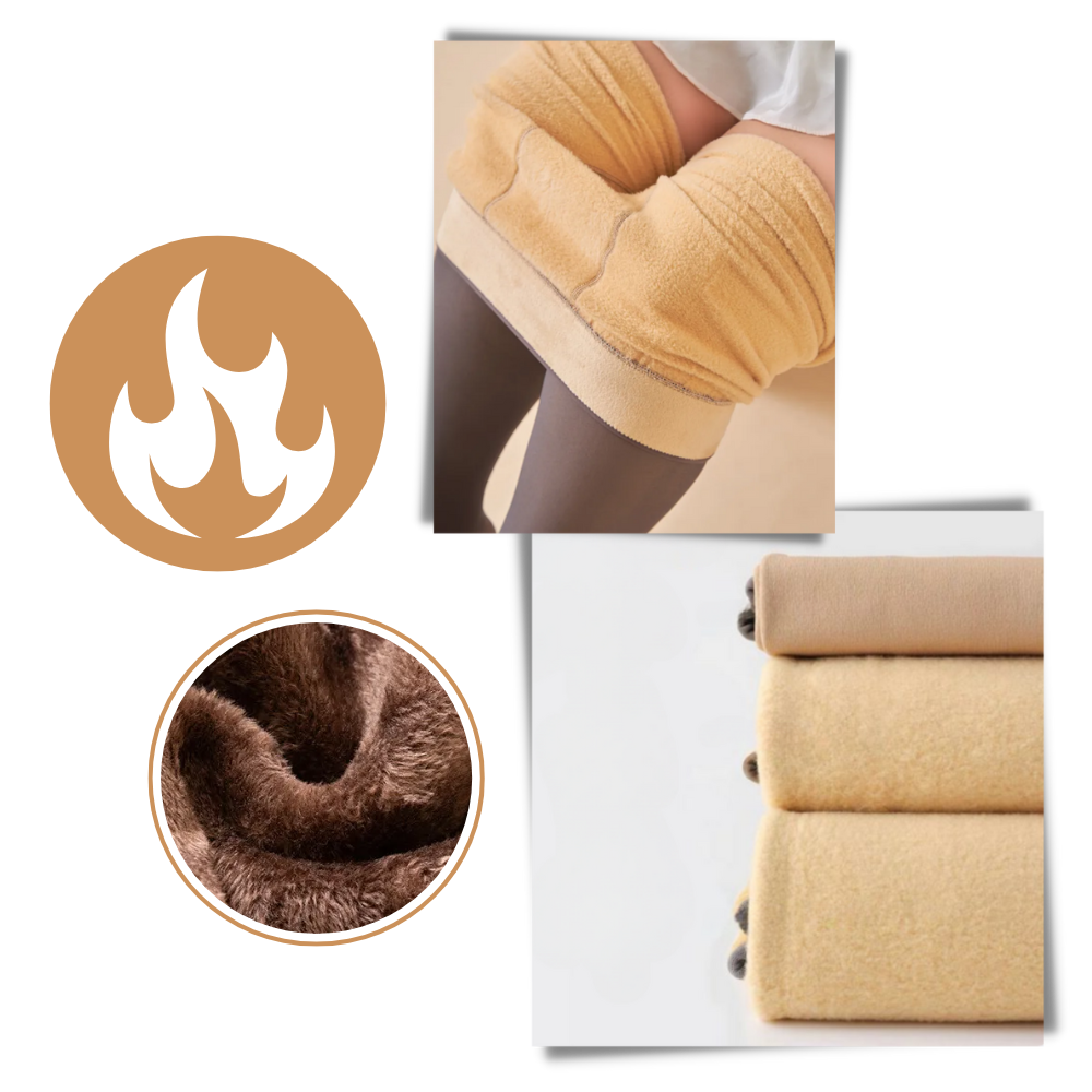 Translucent Fleece-Lined Tights - Imitation Style