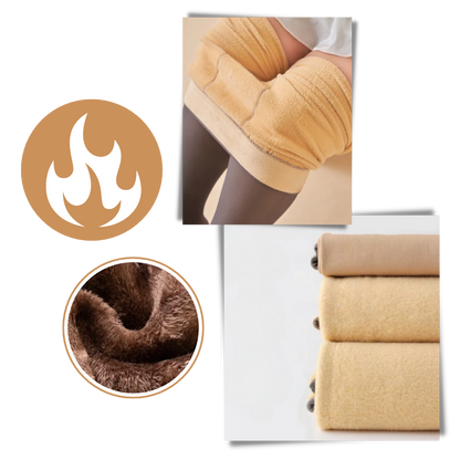 Translucent Fleece-Lined Tights - Imitation Style