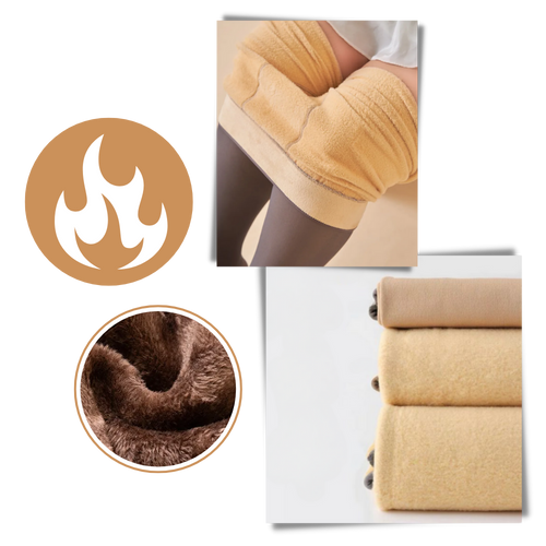 Translucent Fleece-Lined Tights - Imitation Style