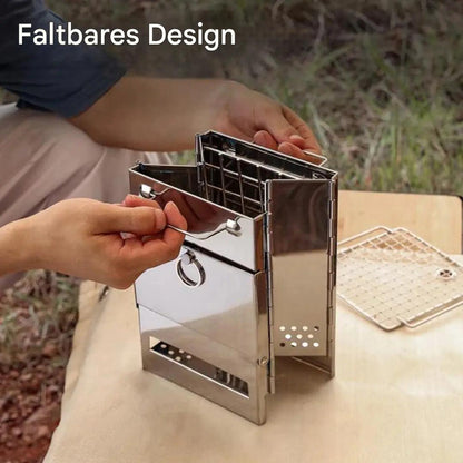Compact Foldable Wood Stove – Stainless Steel for Outdoor Use