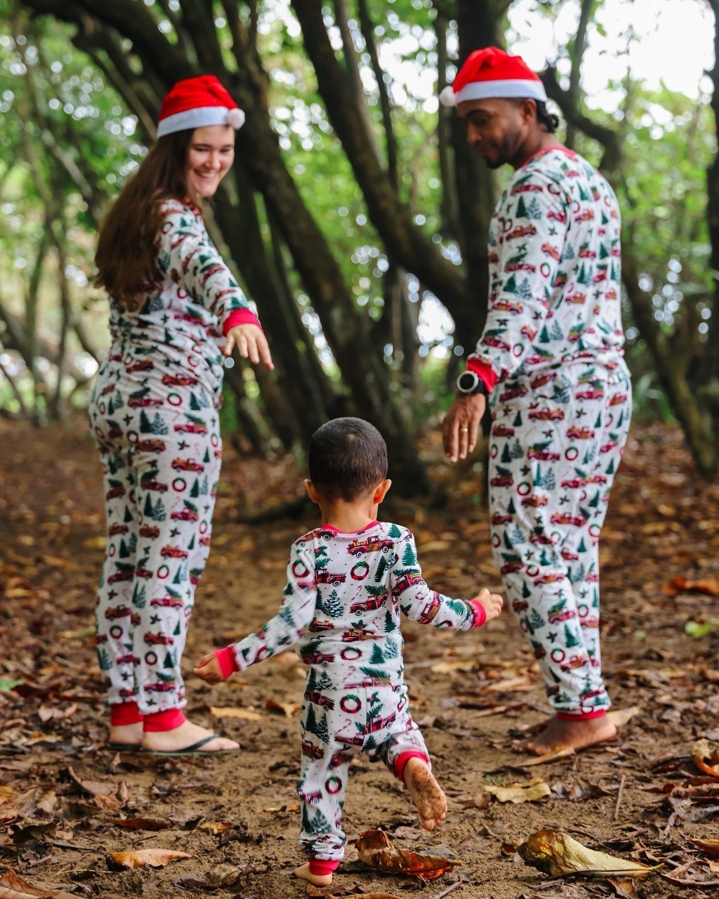Family Christmas Pajamas for Truck with Christmas Tree Design
