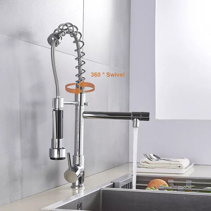360° Rotating Spout Kitchen Faucet with Dual Spray Function