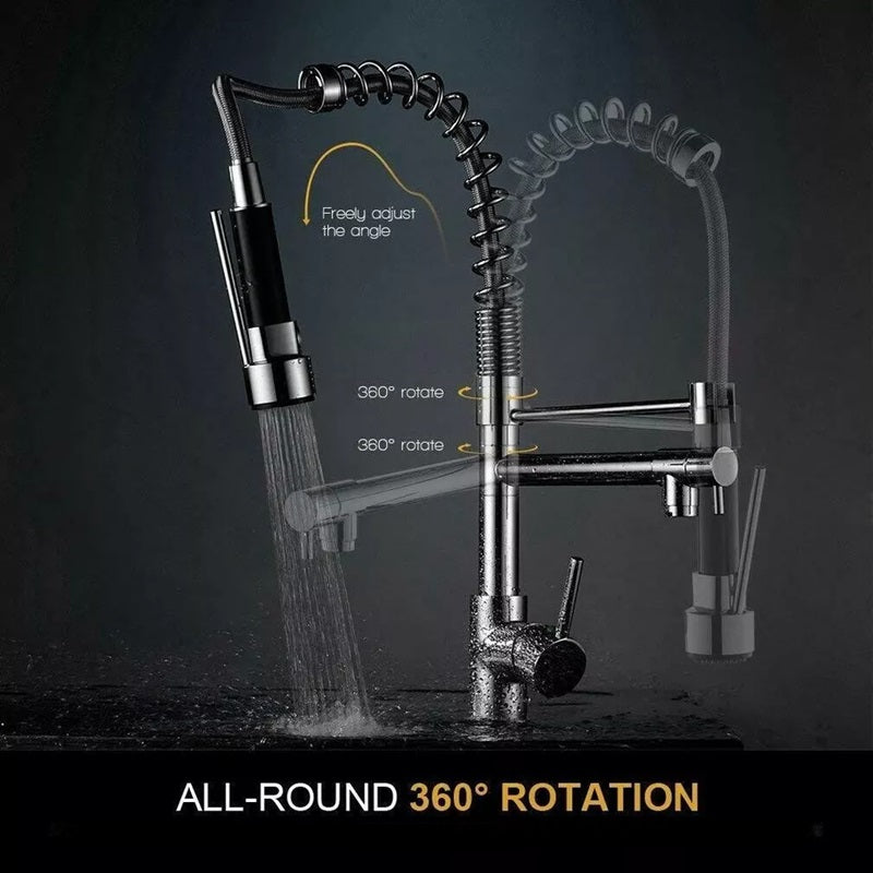 360° Rotating Spout Kitchen Faucet with Dual Spray Function