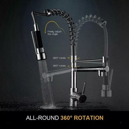360° Rotating Spout Kitchen Faucet with Dual Spray Function