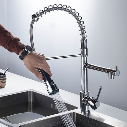 360° Rotating Spout Kitchen Faucet with Dual Spray Function