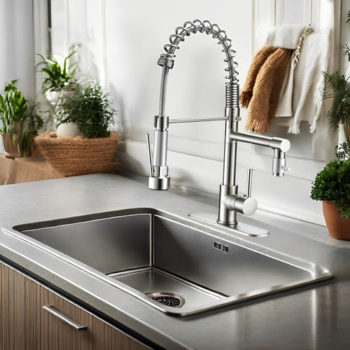 360-Degree Stainless Steel Kitchen Tap with Pull-Down Spring Spout