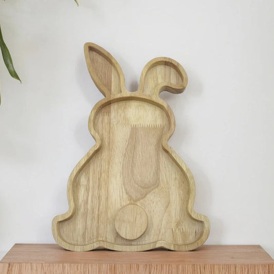 Easter Serving Tray in Wooden Bunny Shape | Decorative Tabletop for Holidays