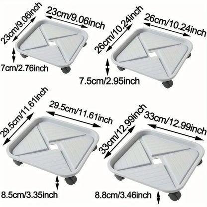 Plant Roller with Drip Tray | Square Mobile Plant Stand | Sturdy and Easy to Move