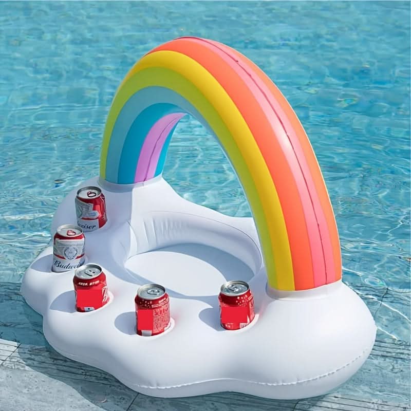 Inflatable Rainbow Drink Holder for Pool and Beach