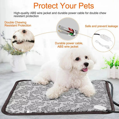 Heated Pet Bed with Temperature Control & Timer | Waterproof and Safe | Suitable for Dogs & Cats