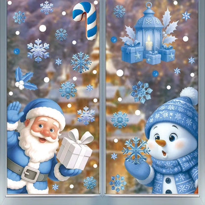 Christmas Window Stickers – Snowman, Santa & Snowflakes – Removable & Reusable for Glass & Mirrors