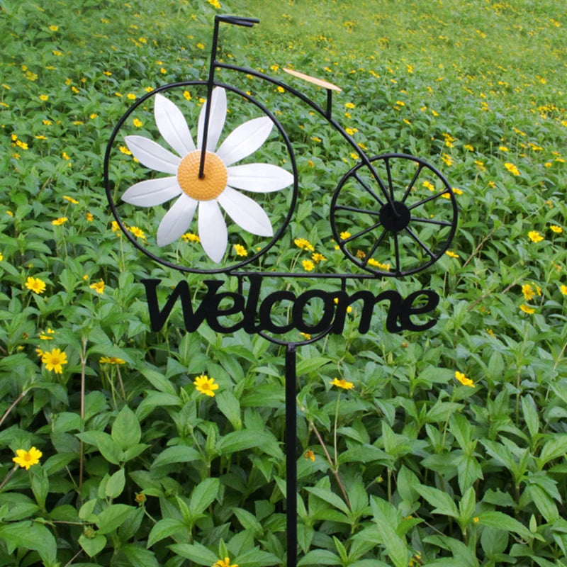 Garden Daisy Wind Spinner | Metal Structure | Weather Resistant | Lawn & Garden Decoration