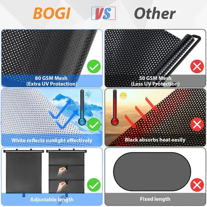 Retractable Sunshade with UV Protection for Home and Vehicle