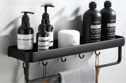 Corner Shelf in Black Aluminum – No-Drill Installation