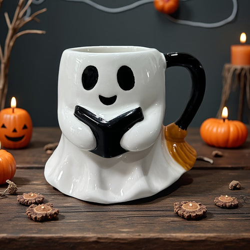 Ceramic Mug featuring Laughing Ghost Design for Halloween