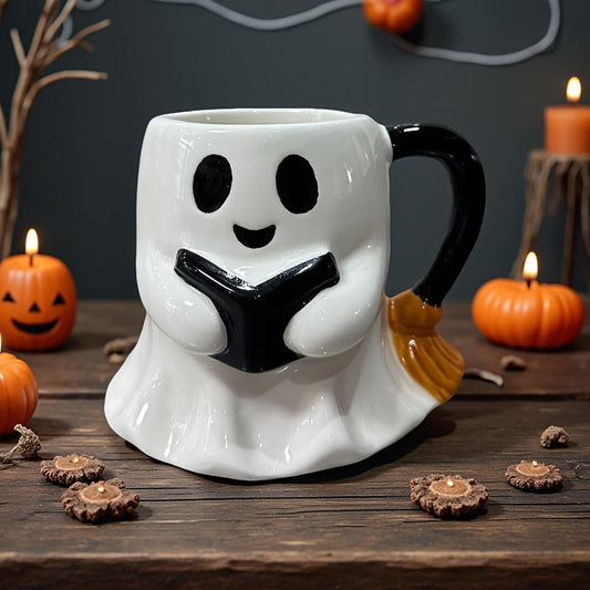 Ceramic Mug featuring Laughing Ghost Design for Halloween