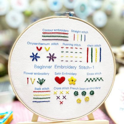Beginner Embroidery Kit with Washable Patterns | Adjustable Bamboo Frame