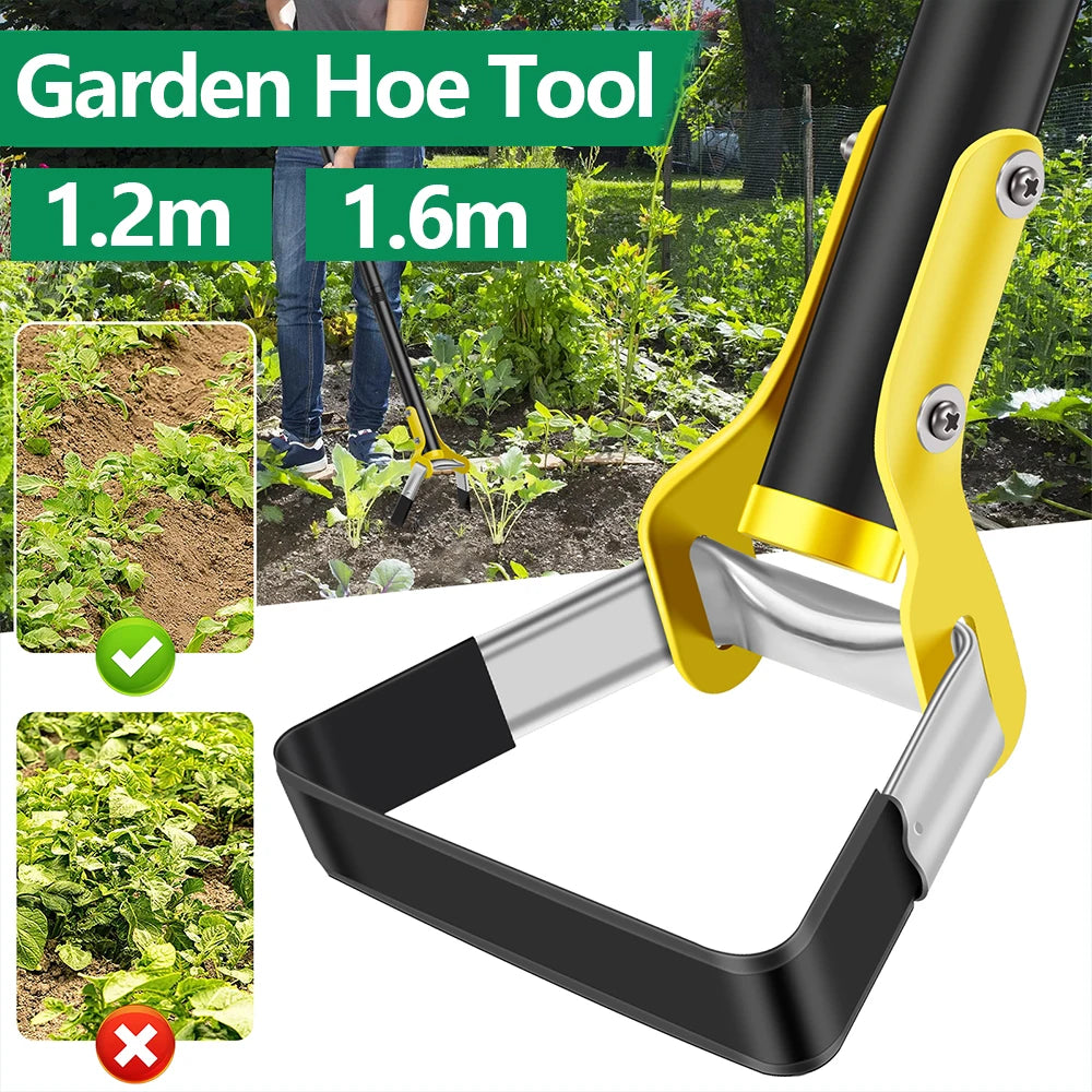 Garden Hoe | Triangular Weeder in Stainless Steel | Ergonomic Stirrup Hoe with 120–160 cm Handle