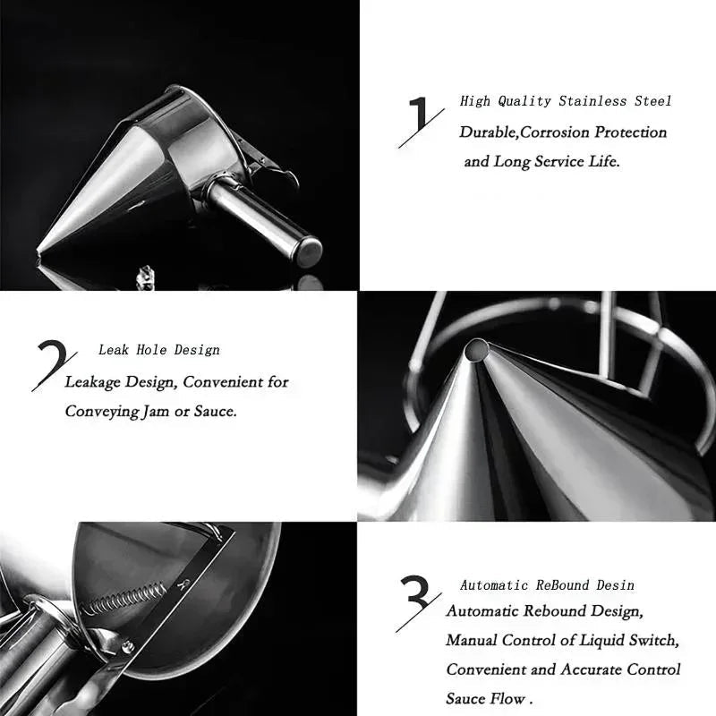Stainless Steel Dough Dispenser with Stand | 600 ml or 1200 ml Capacity | Accurate Baking Tool for Cupcakes & Pancakes