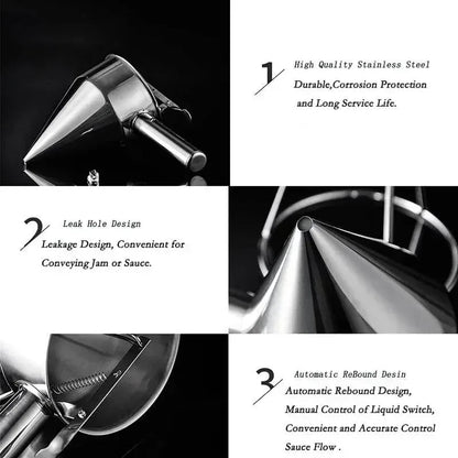 Stainless Steel Dough Dispenser with Stand | 600 ml or 1200 ml Capacity | Accurate Baking Tool for Cupcakes & Pancakes