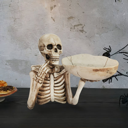 Skull-Shaped Resin Bowl for Halloween Treats and Gothic Decor