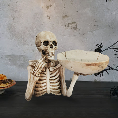 Skull-Shaped Resin Bowl for Halloween Treats and Gothic Decor