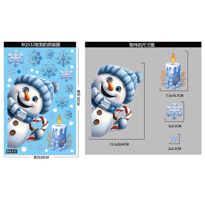 Christmas Window Stickers – Snowman, Santa & Snowflakes – Removable & Reusable for Glass & Mirrors