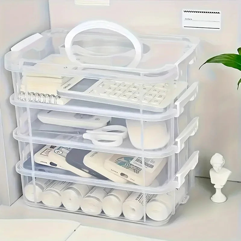 Extra Large Storage Container with Lid | Clear Plastic | 4-Tier Stackable Toy Organizer