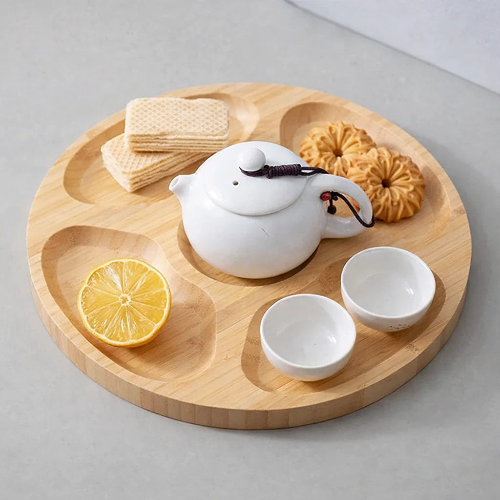 Stylish Bamboo Design for Organized and Separated Snack Storage