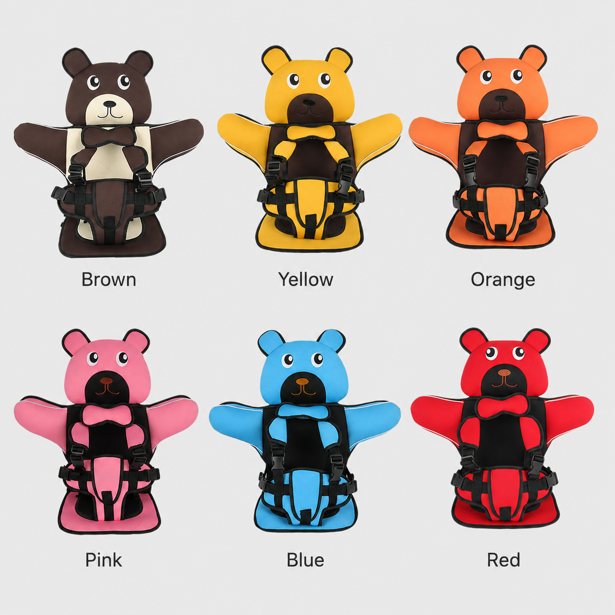 Child Booster Seat for Travel - Adjustable with Bear Pattern