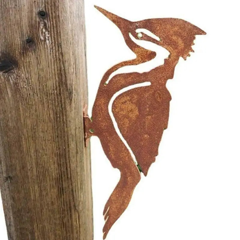 Garden Stake with Bird Silhouette | Rust Effect | Metal | 14 x 7 x 1 cm